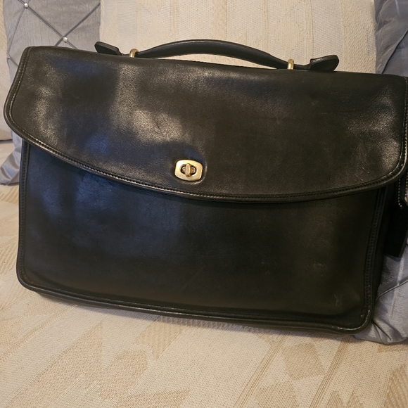 バッグ COACH 5266 Leather Satchel Shoulder Bag Vintage Coach 5266 Beekman Black Leather Messenger Bag Attaché